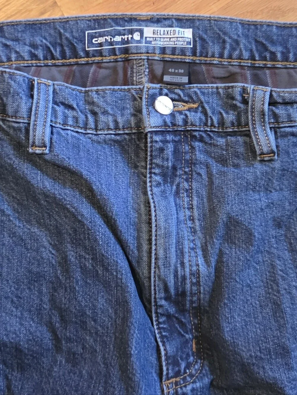 Carhartt Jeans Flannel Lined Men’s 48x30 Blue Relaxed Fit Denim Workwear